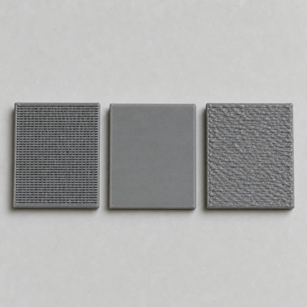 Superfície superior de cubo 3D impresso mostrando resultado do ajuste de flow rate