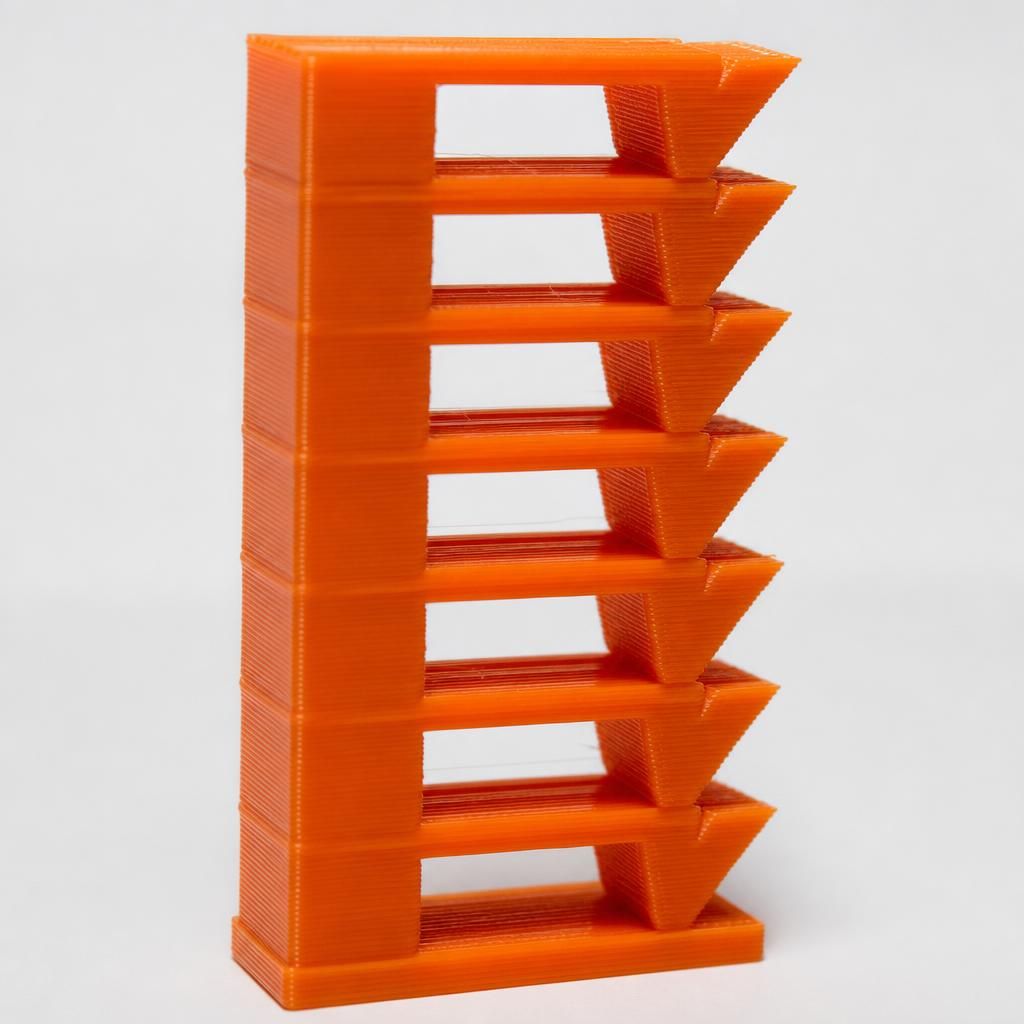 Blocos de uma torre de temperatura impressa em 3D com pontes e saliências