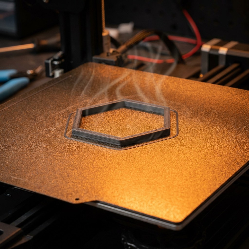 Mesa aquecida da impressora 3D, principal responsável pelo consumo de energia
