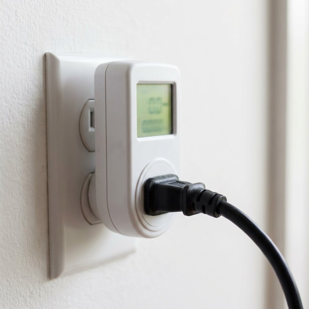 Medidor de consumo de tomada usado para medir quanto de energia a impressora 3D gasta